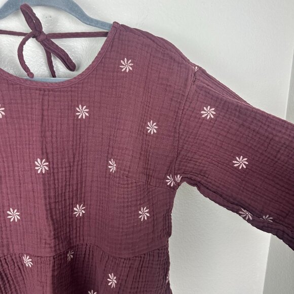 Madewell Embroidered Lightspun Peplum Open Back Top M Boho Feminine Floral - Picture 5 of 11